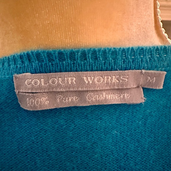Women's Colour Works V-Neck Cashmere Blue Sweater - Picture 3 of 3